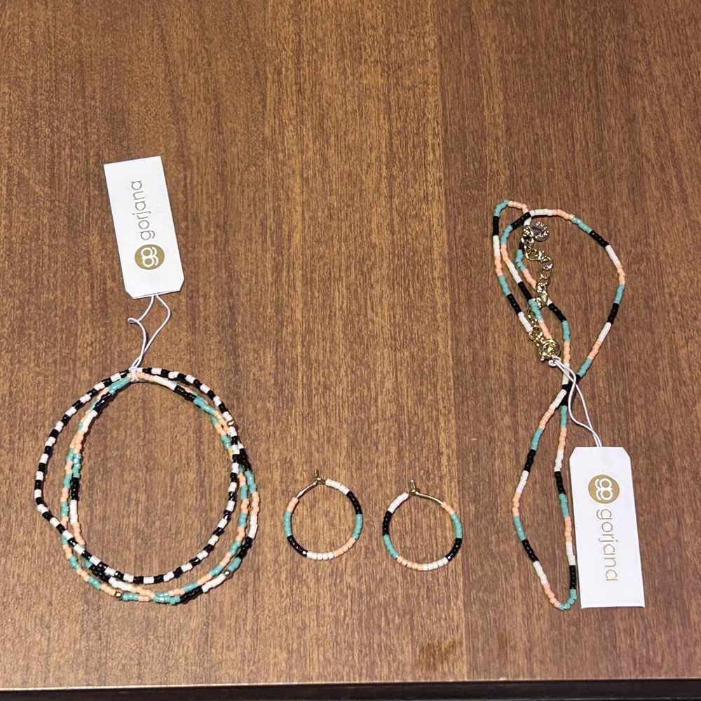 GORJANA Palm Desert Gigi Stripe Jewelry Set With Necklace, Earrings & Bracelet